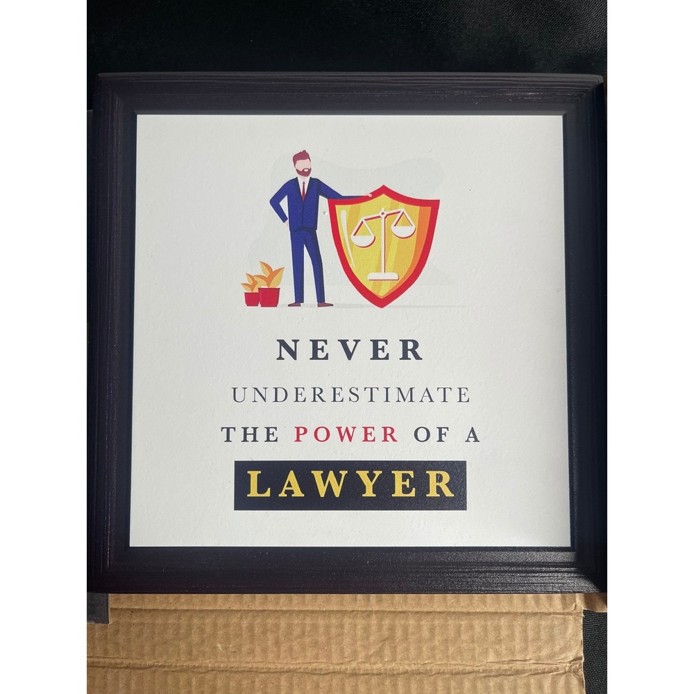 Never Underestimate the Power of a Lawyer Framed Art Gift Box SCACR001 New